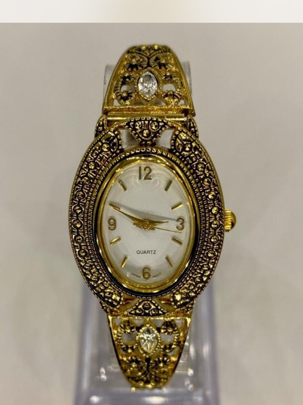 *** Gold-Tone Women's Oval Quartz Watch * Elegant Filigree Bracelet ^^^